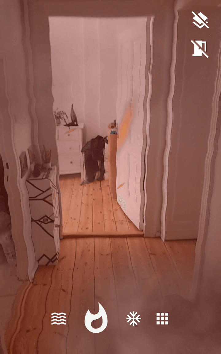 Camera view of the real world full of fire.