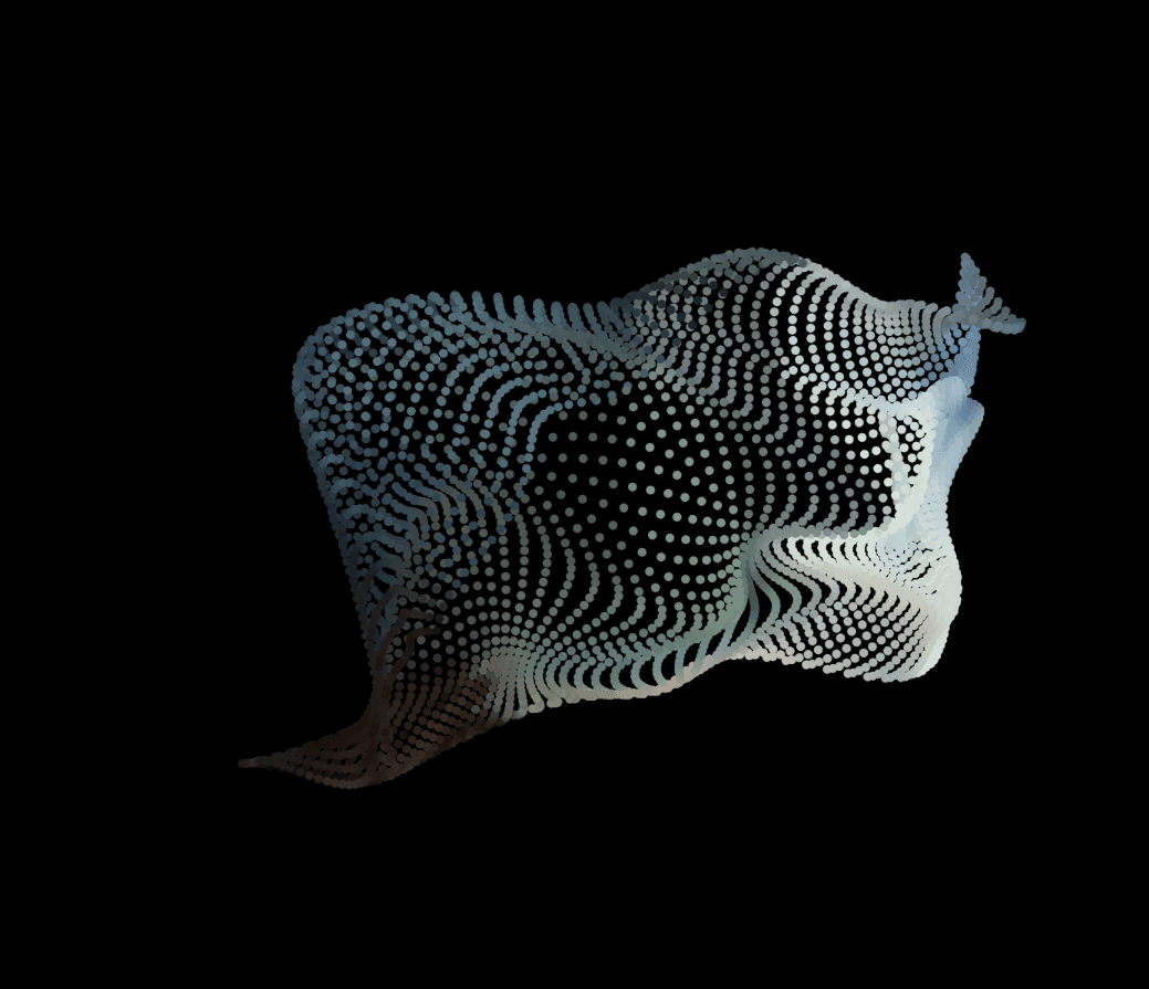 Dots in noise pattern on black background.