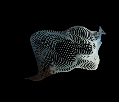 Distorted dots on black background.