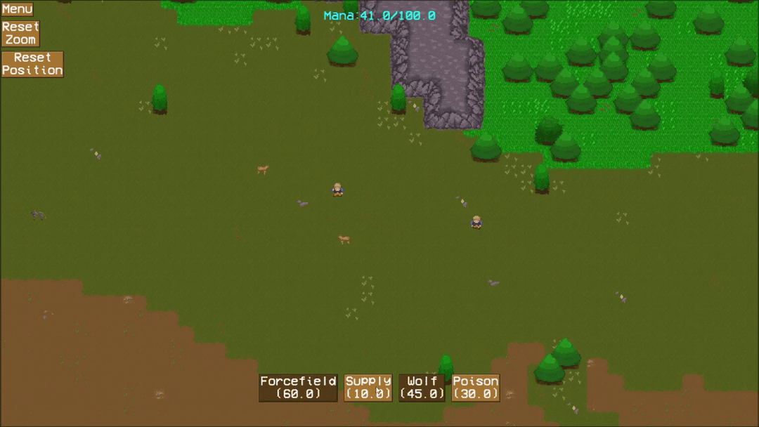 Two players next to deers.