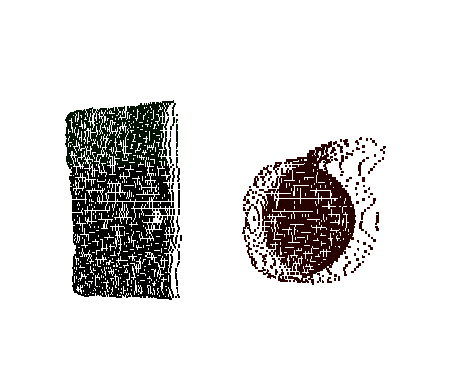 Book and cup extracted by depth sensor of Xbox Kinect.