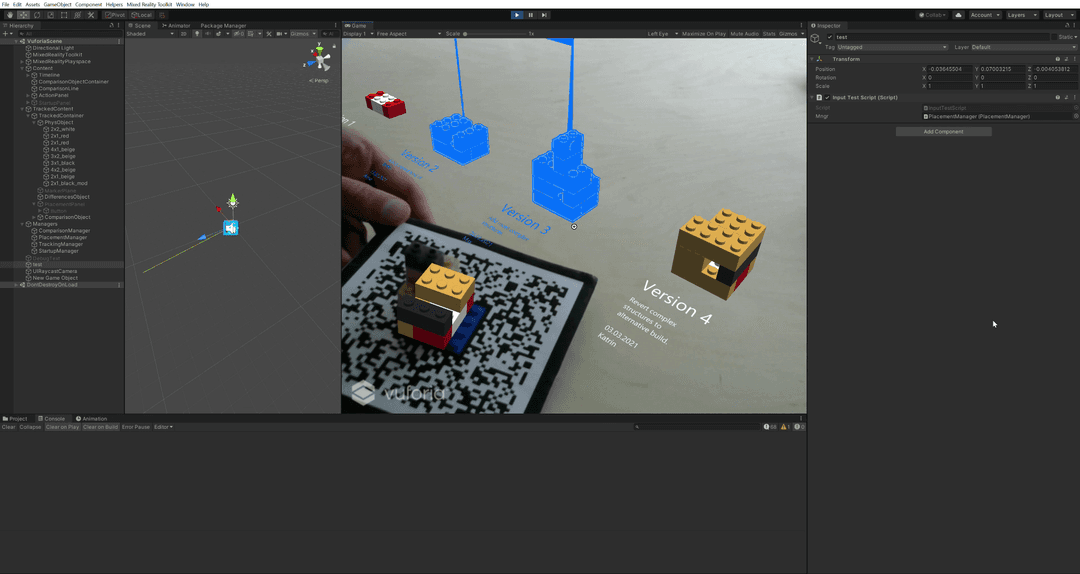 Unity editor showing intermediate development.