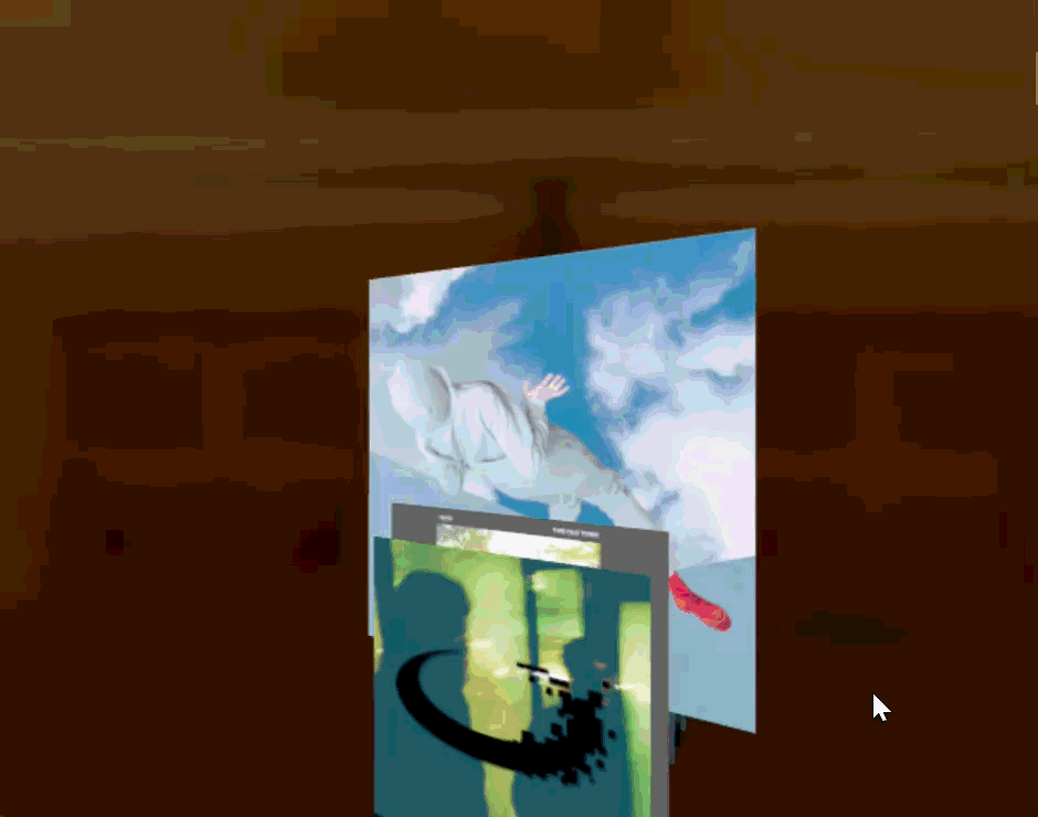 Images of album covers are iterated through, they are highlighted one after another.