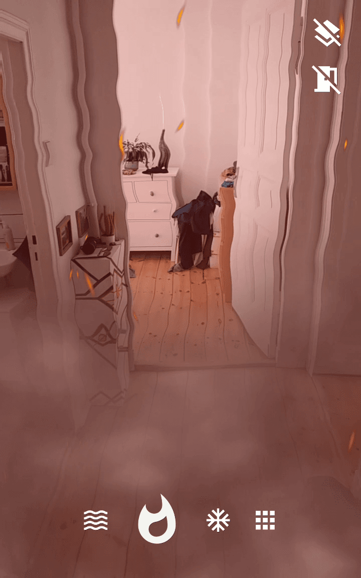 Camera view of the real world full of fire.